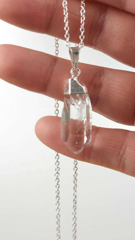 Stunning High Quality Clear Quartz Necklace | Rough Quartz Crystal Pendant | 925 Sterling Silver Plated Quartz Crystal Necklace