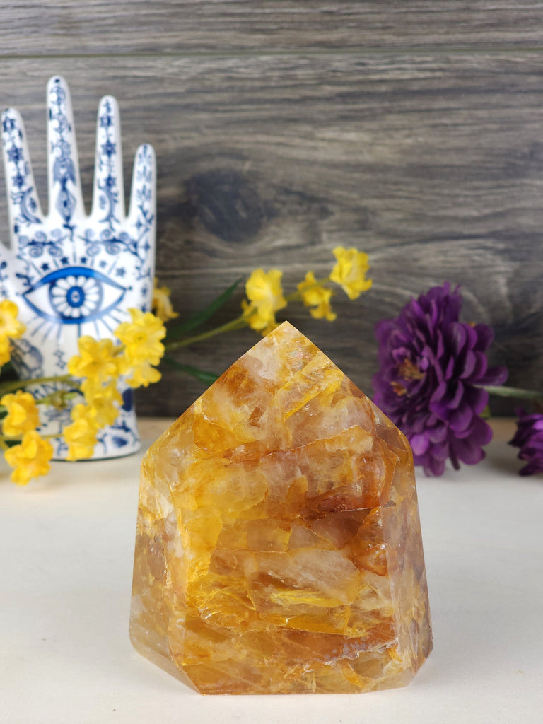 Stunning High Quality Golden Healer Quartz Freeform Crystal Tower from Brazil Crystals for Manifestation
