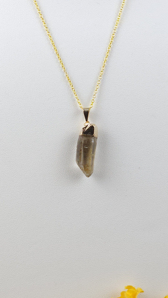 Stunning High Quality Smoky Quartz Necklace | Rough Quartz Crystal Pendant | Gold Plated Smoky Quartz Crystal Necklace