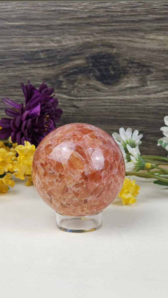 Stunning Peach and Orange Calcite Sphere - Medium