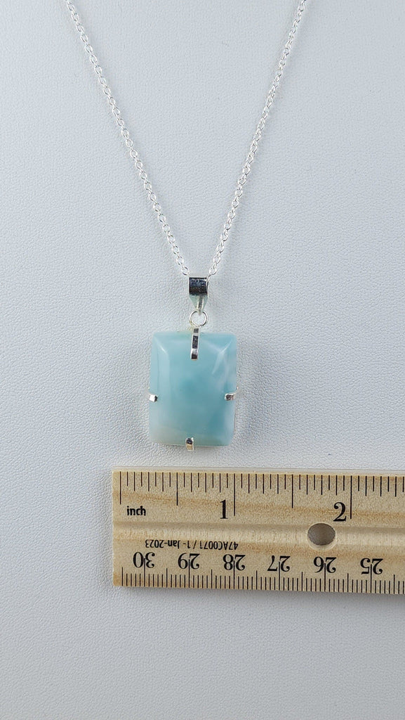 Stunning Polished Larimar Crystal Pendant Necklace | Statement Jewelry | 925 Sterling Silver Plated