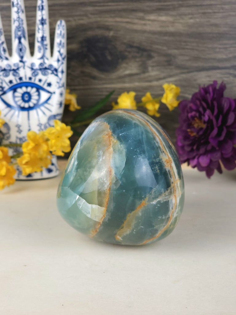 Crystals, Stones, & Gems Stunning Rare Lemurian Aquatine Calcite Crystal Freeform Blue Calcite