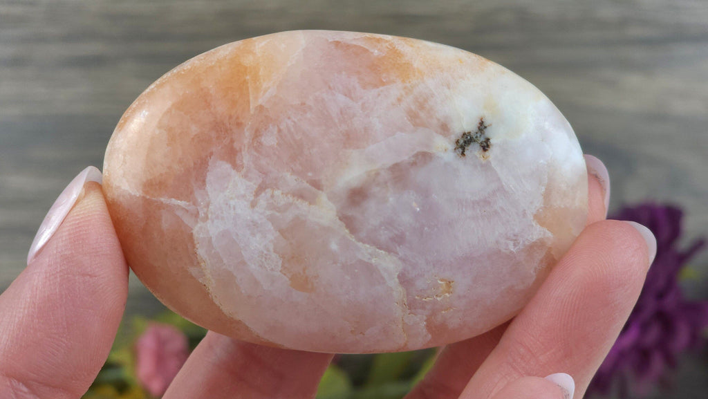 Crystals, Stones, & Gems Stunning Rare Pink Aragonite Medium Banded Natural Palm Stone Pink Crystal Pocket Stone Rare Healing Meditation Stone