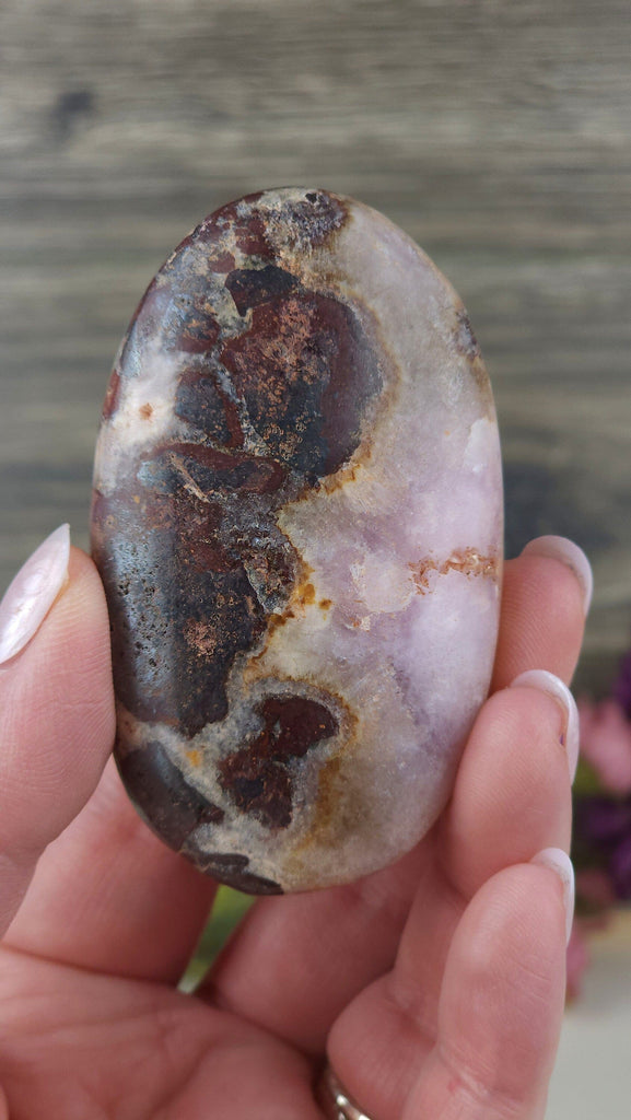 Crystals, Stones, & Gems Stunning Rare Pink Aragonite Medium Banded Natural Palm Stone Pink Crystal Pocket Stone Rare Healing Meditation Stone