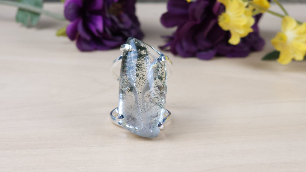 Jewelry Stunning Raw Garden Quartz Ring | Quartz Crystal Ring | Fairy Grunge Hippie Goth Crystal Ring Statement Jewelry Silver Plated 925