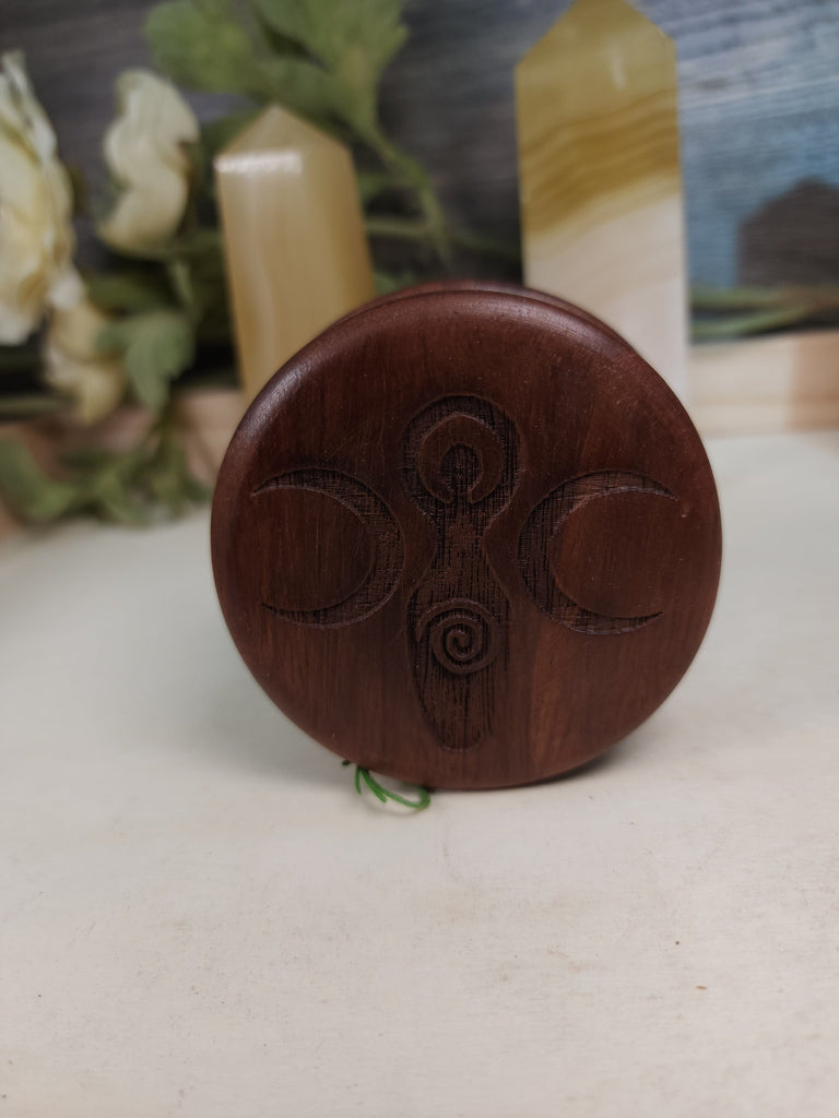 Herb Grinder Witch's Kitchen Goddess of Earth Carved Wooden Herb Grinder