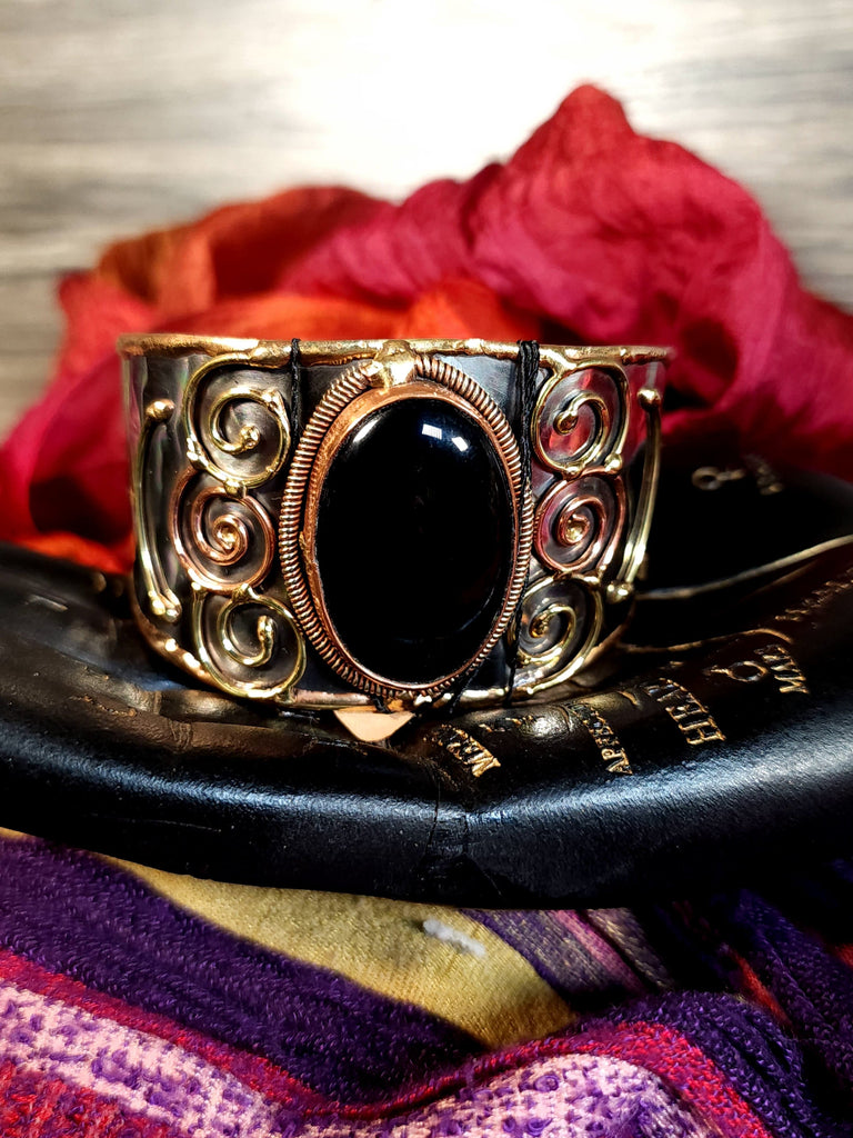 Jewelry Black Onyx Mixed Metal Cuff Bracelet