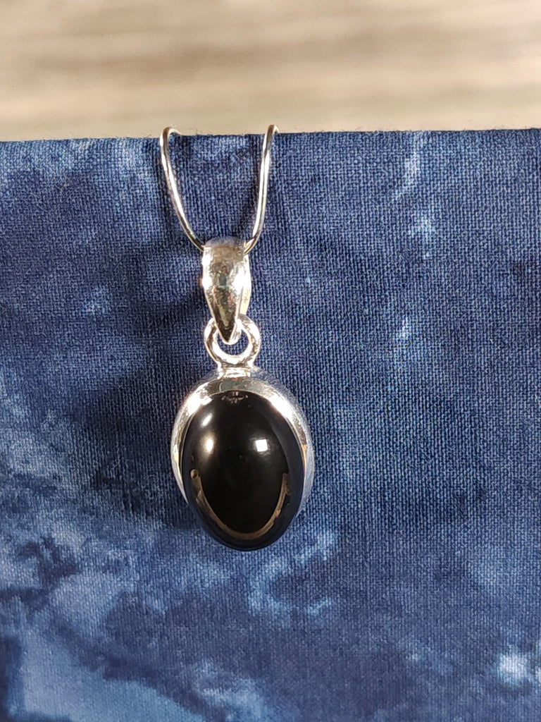 Black Onyx Sterling Silver Pendant Necklace
