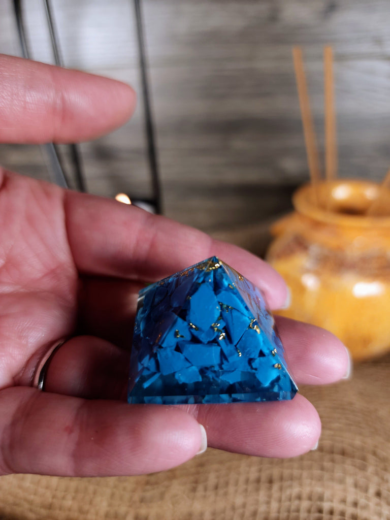 Firozi (Indian Turquoise) Orgone Resin Pyramid  - Throat Chakra