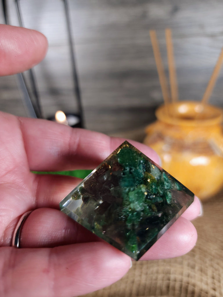Crystals, Stones, & Gems Green Aventurine Orgone Resin Pyramid  - Heart Chakra