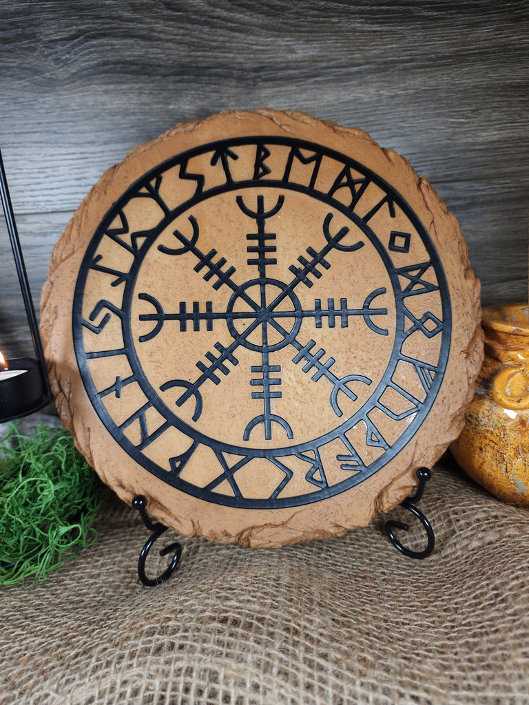 Wall Art Helm of Awe Runic Polyresin Stepping Stone w/ Stand