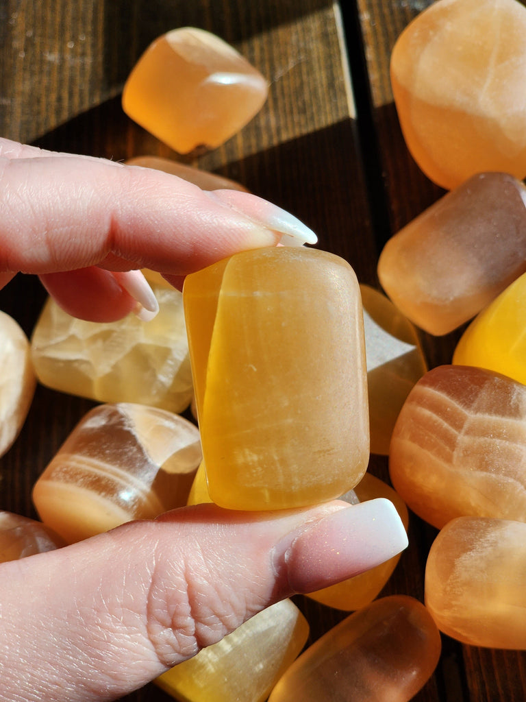 Crystals, Stones, & Gems Honey Calcite Tumbles