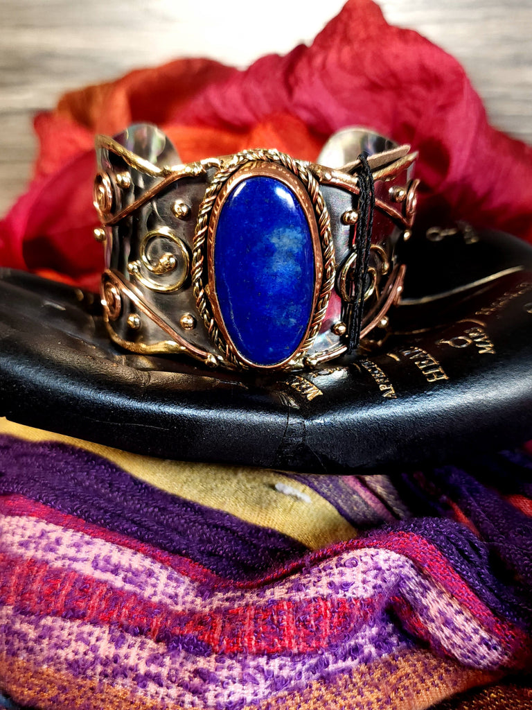 Jewelry Lapis Lazuli Mixed Metal Cuff Bracelet
