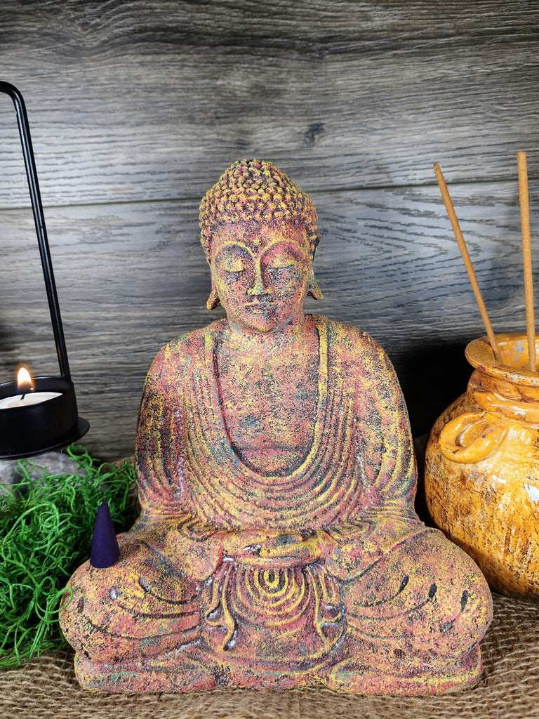 Meditating Buddha Incense Holder Volcanic Stone Statue