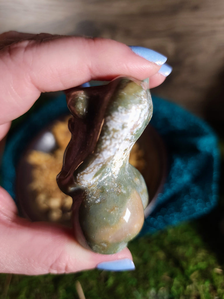 Crystals, Stones, & Gems Polychrome Pregnant Goddess Fertility Carved Stone