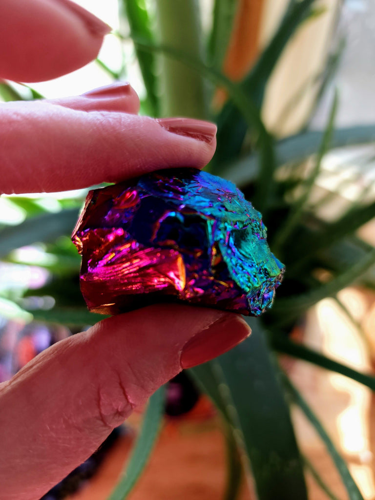 Crystals, Stones, & Gems Titanium Rainbow Aura Quartz Gemstone Raw Healing Crystal