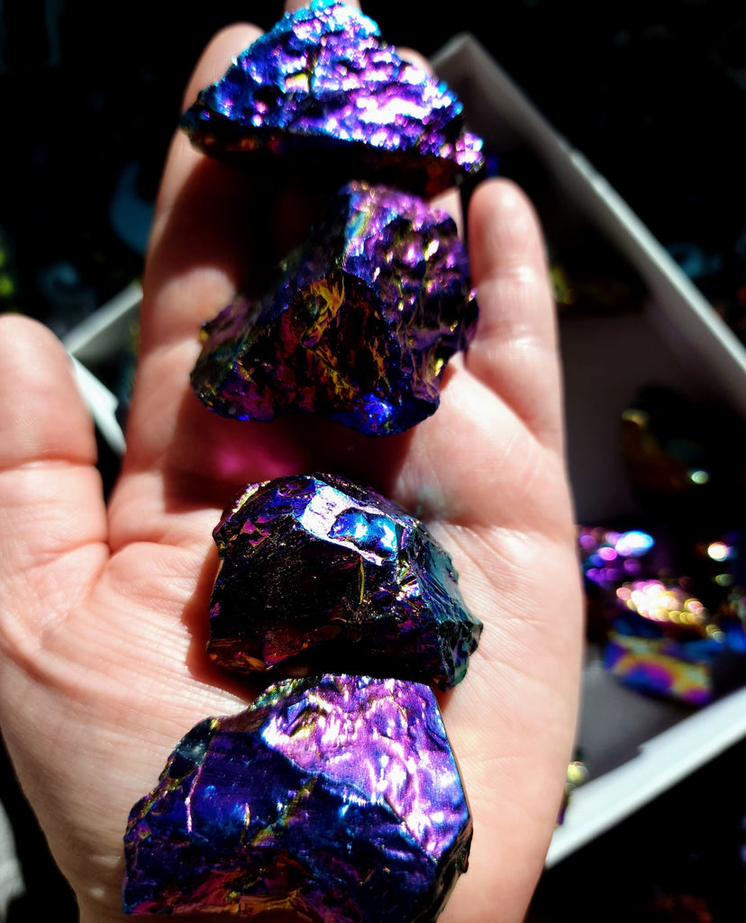 Crystals, Stones, & Gems Titanium Rainbow Aura Quartz Gemstone Raw Healing Crystal